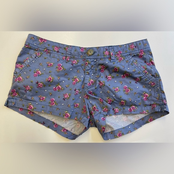 burnside teen size 9 dainty floral printed cotton shorts w zip and button front - Picture 2 of 10